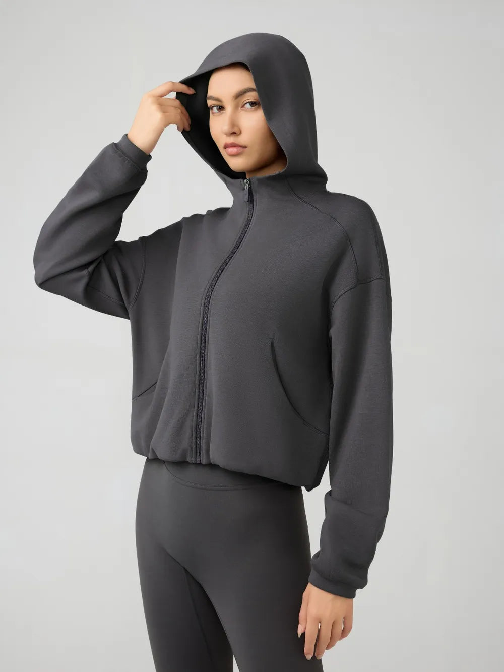 Millennia Zip Up Dropped Shouder Active Hooded Easy Apparels
