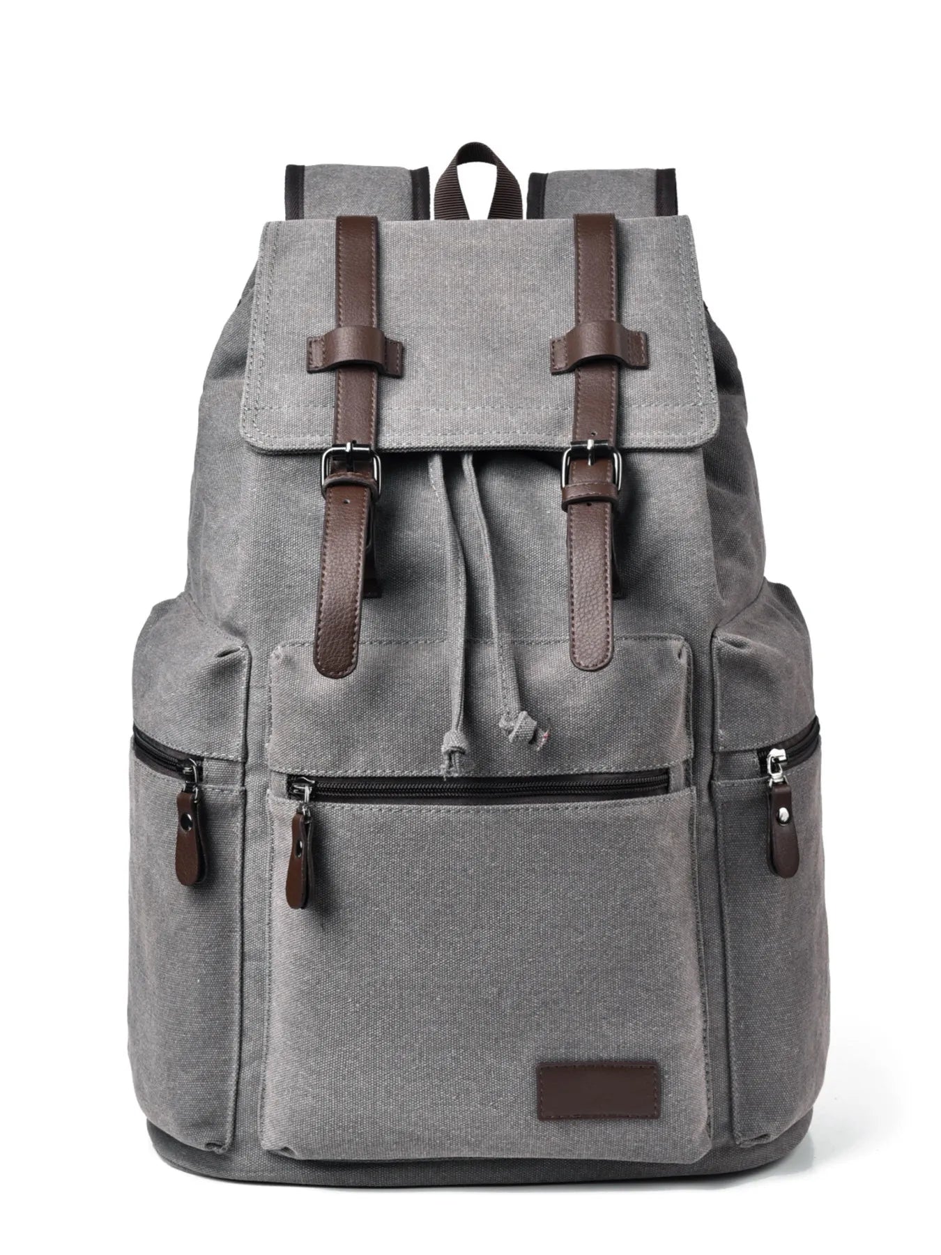 Canvas Backpack Bag with Buckle Straps Gray One Size Easy Apparels