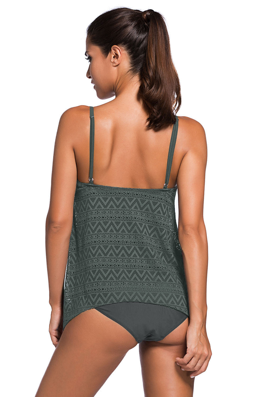 Full Size Spaghetti Strap Scoop Neck Tankini Set Easy Apparels