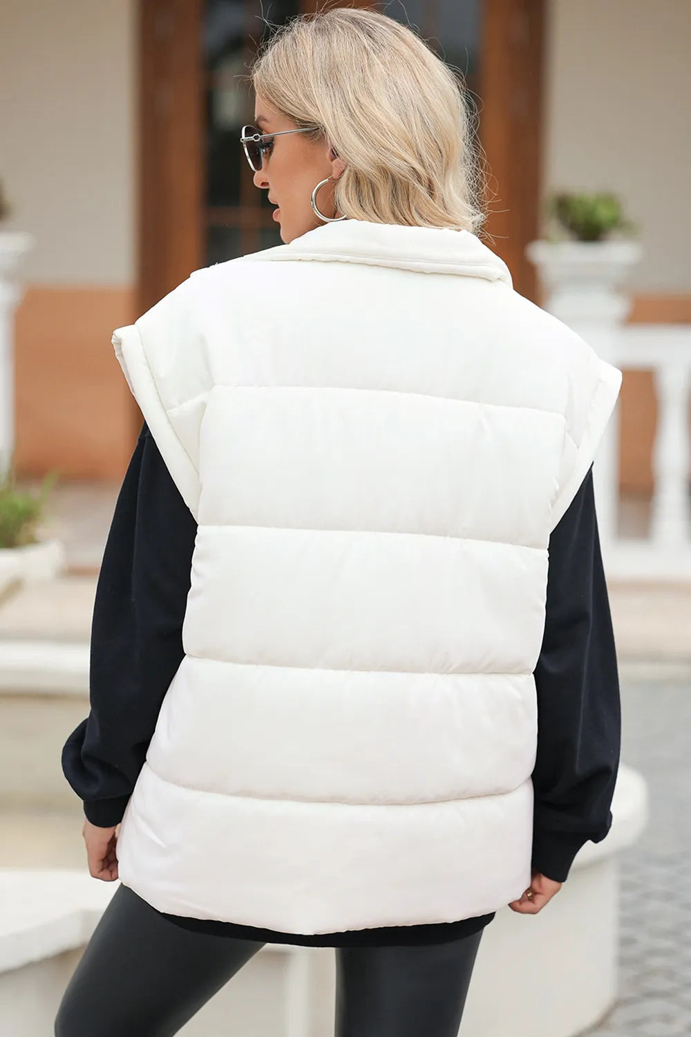 Zip Up Puffer Vest Coat with Pockets Easy Apparels