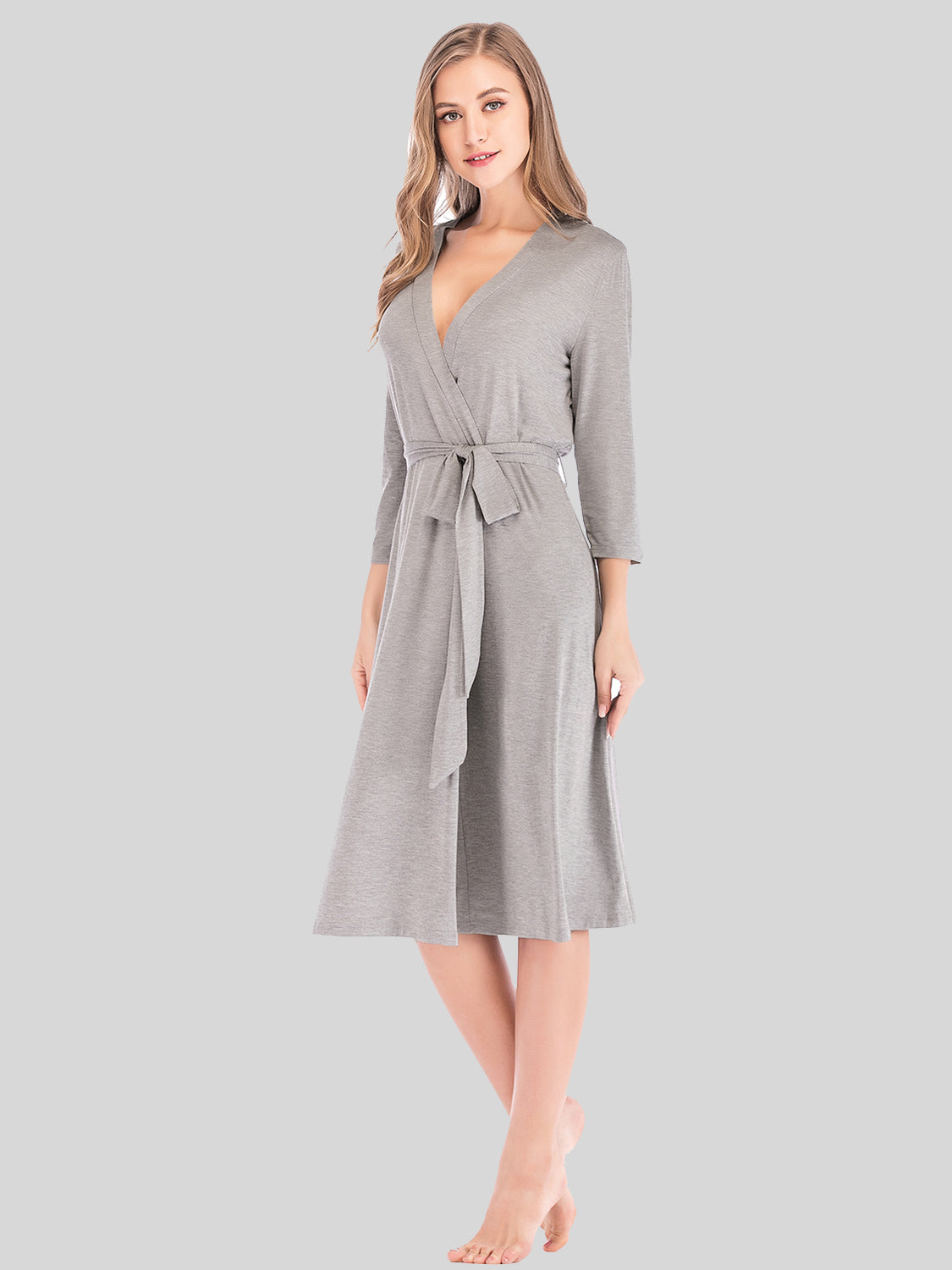 Plunge Tie Front Night Dress Charcoal Easy Apparels