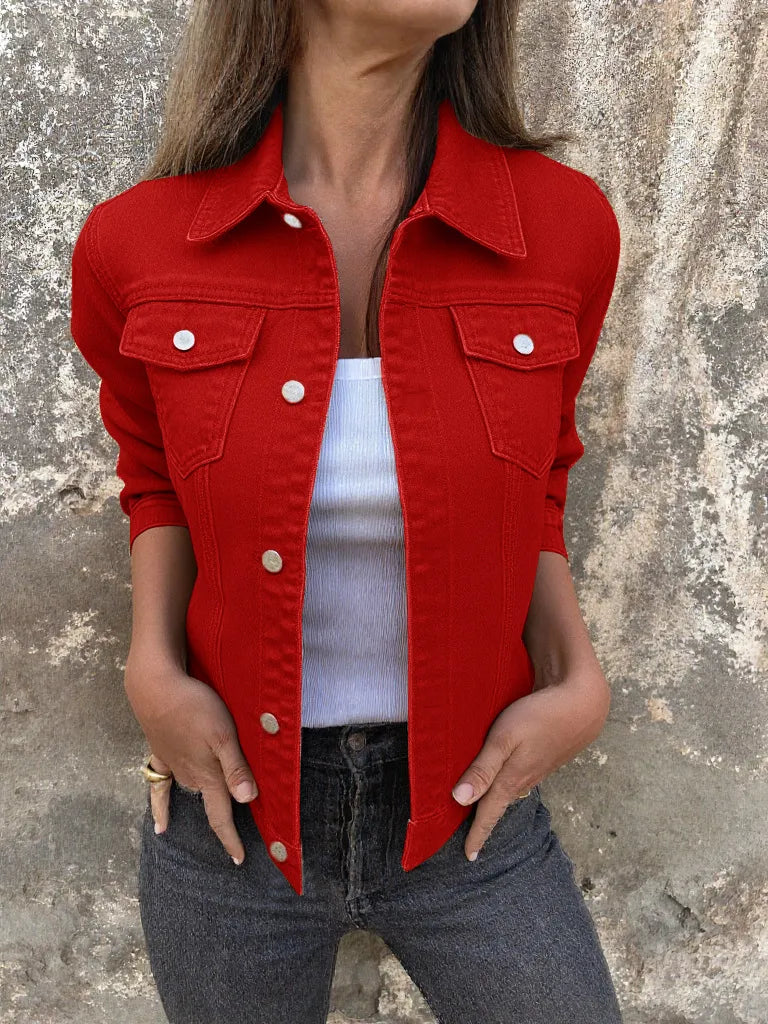 Button Front Closure Denim Jacket Easy Apparels