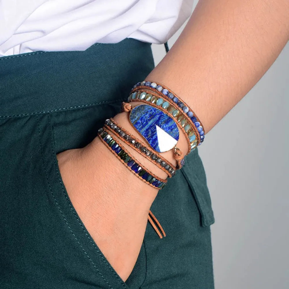 Lapis Lazuli Layered Bracelet Easy Apparels