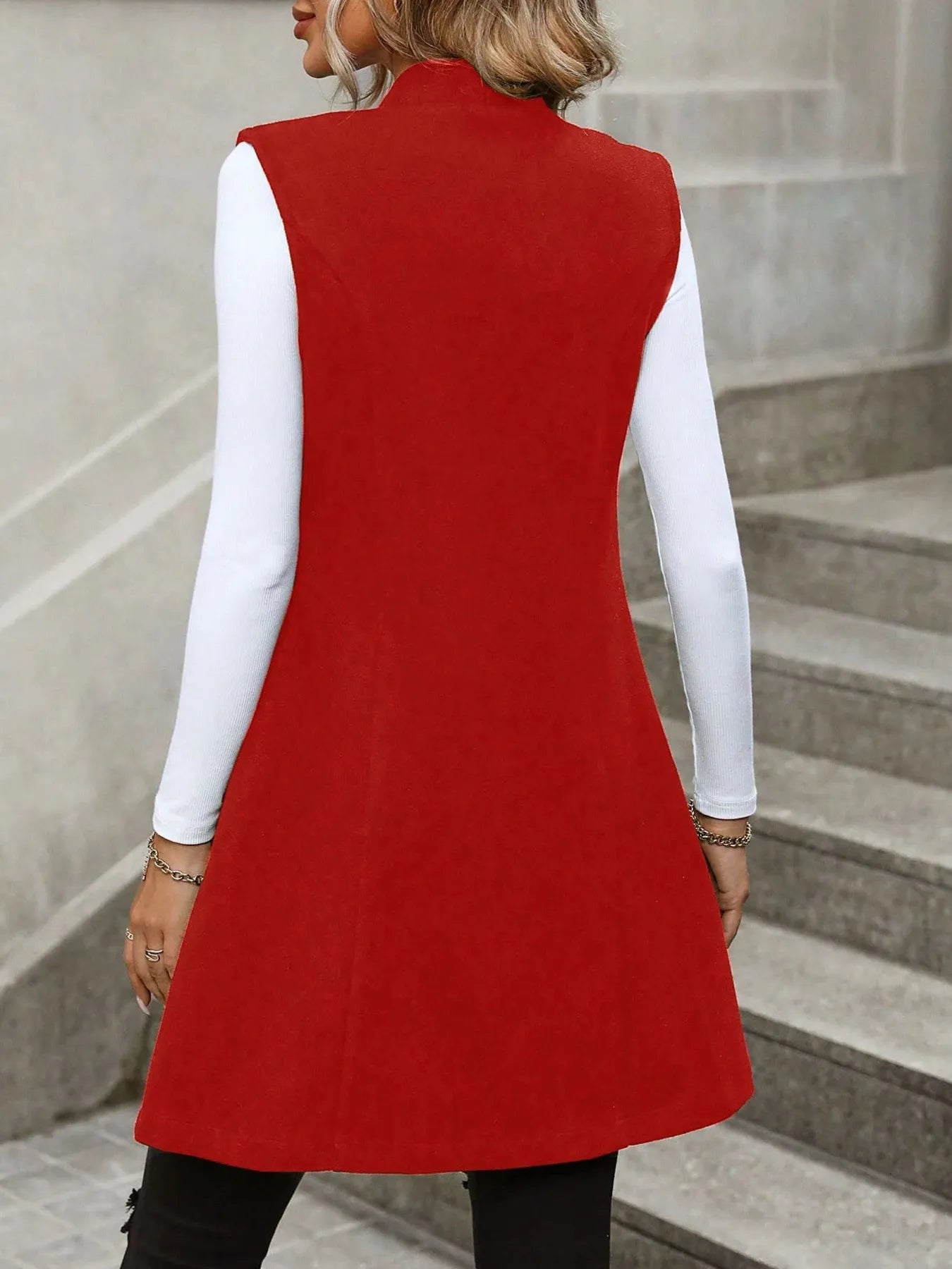 Button Up Longline Vest Coat Easy Apparels