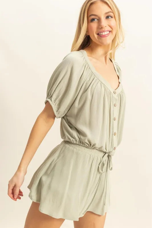 HYFVE Drawstring Hem Short Sleeve Top and Skort Set Easy Apparels