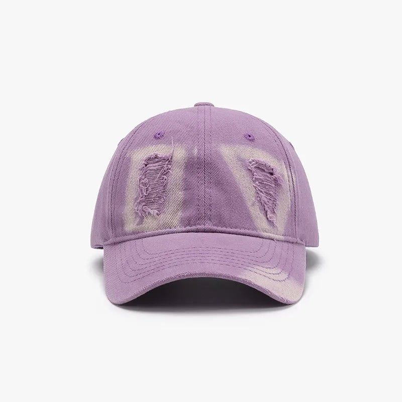 Distressed Cotton Baseball Cap Lilac One Size Easy Apparels