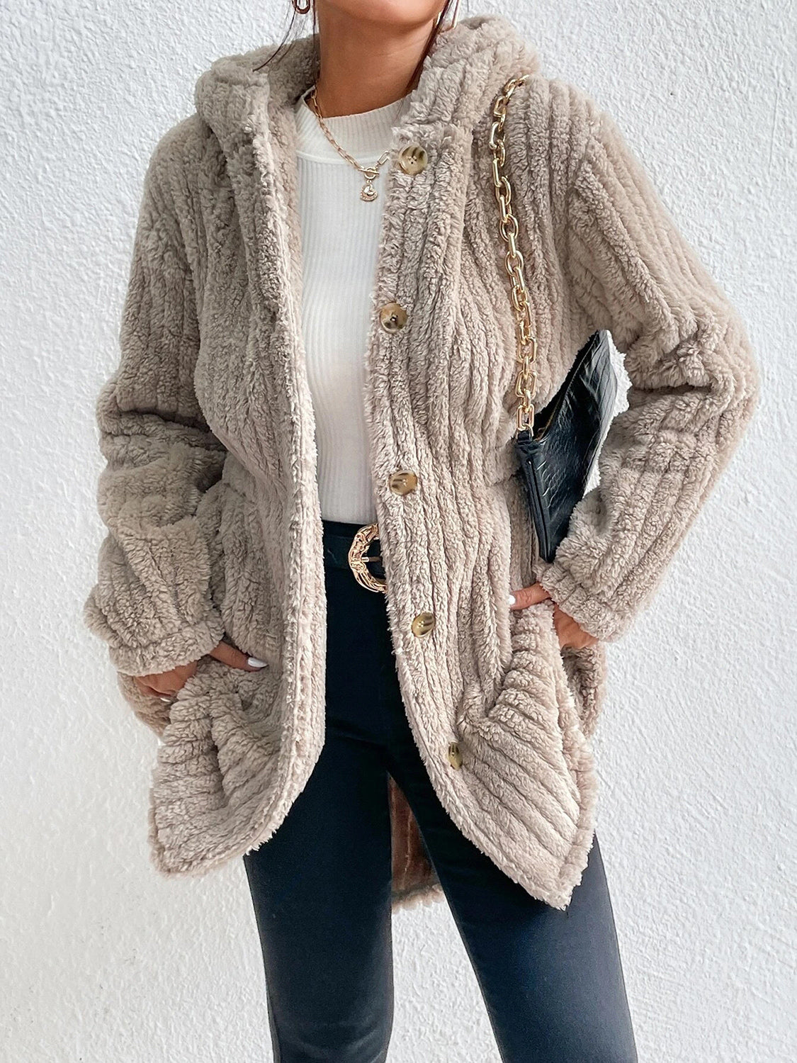Button Down Hooded Coat Easy Apparels