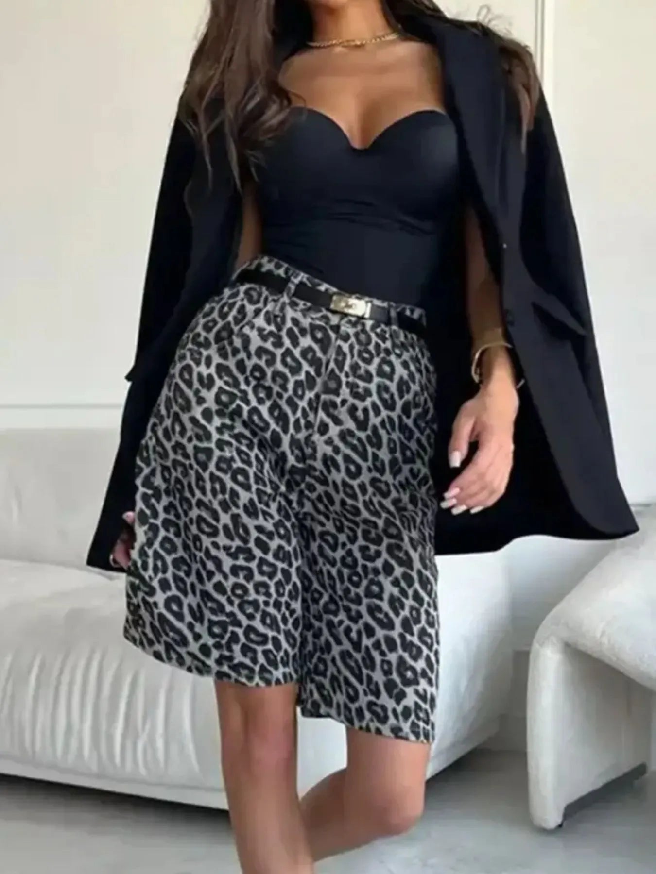 Leopard Print High-Waisted Casual Shorts Easy Apparels