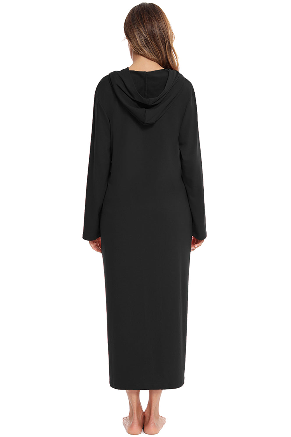 Zip Front Hooded Night Dress with Pockets Easy Apparels