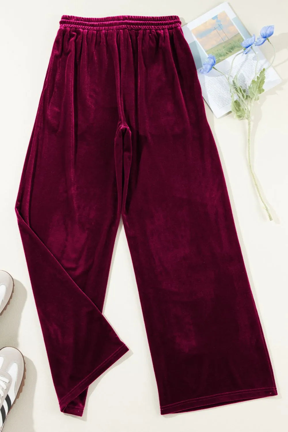 Drawstring Waist Wide Leg Active Pants Easy Apparels