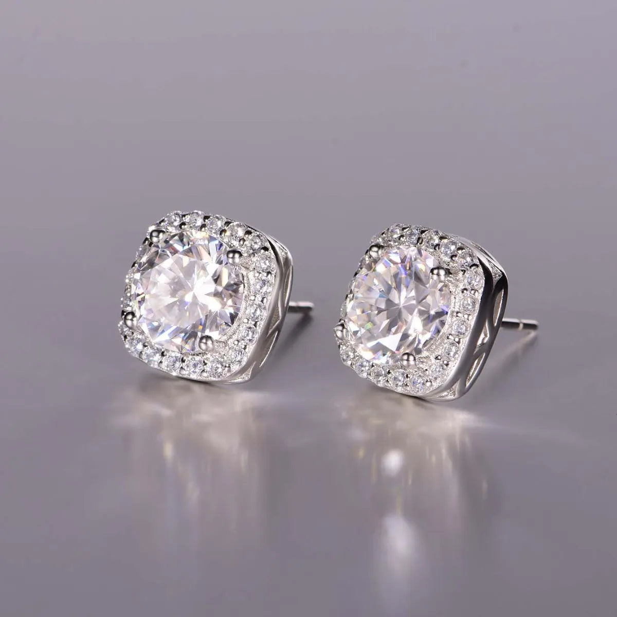 2.4 Carat Moissanite Stud Earrings Silver One Size Easy Apparels
