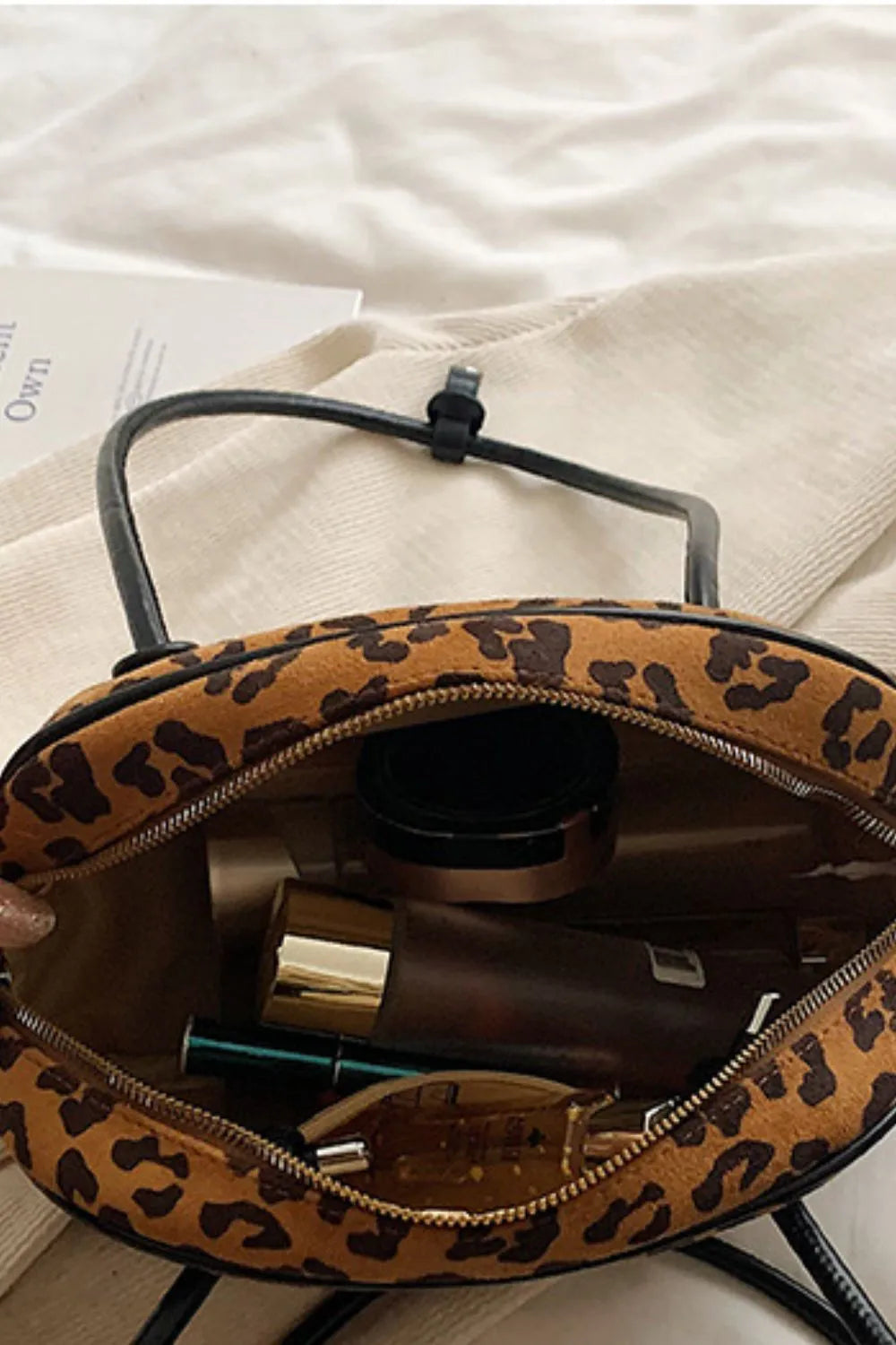 Leopard Suede Medium Shoulder Bag Easy Apparels