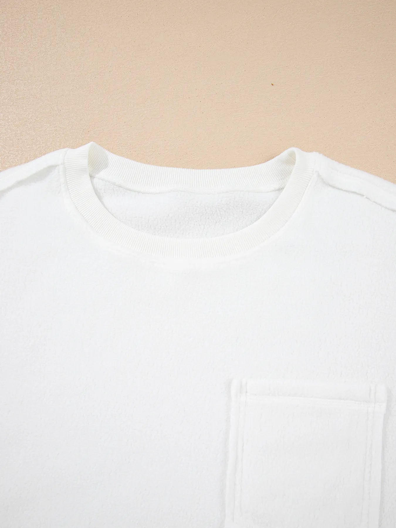 Trendsi Exposed Seam Chest Pocket Knit Pullover Sweatshirt