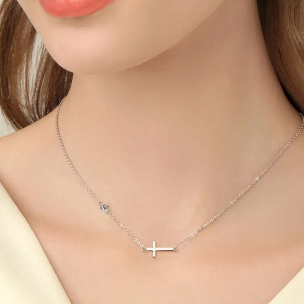 Cross 925 Sterling Silver Moissanite Necklace Easy Apparels