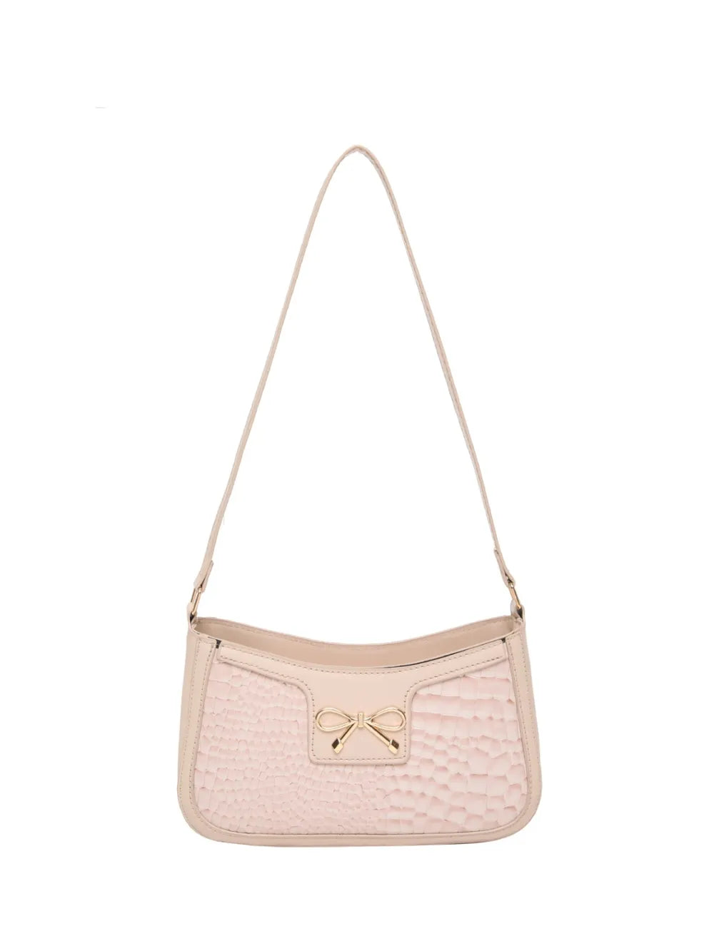 Crocodile Pattern Shoulder Bag with Bow Detail Easy Apparels