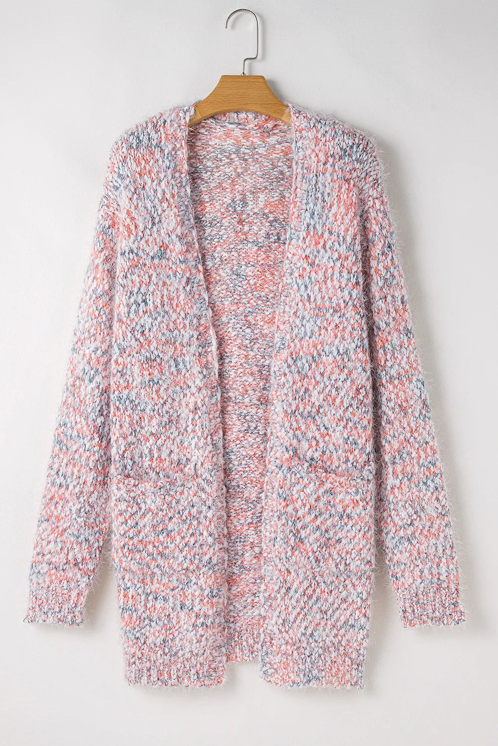Pocketed Open Front Long Sleeve Cardigan Easy Apparels