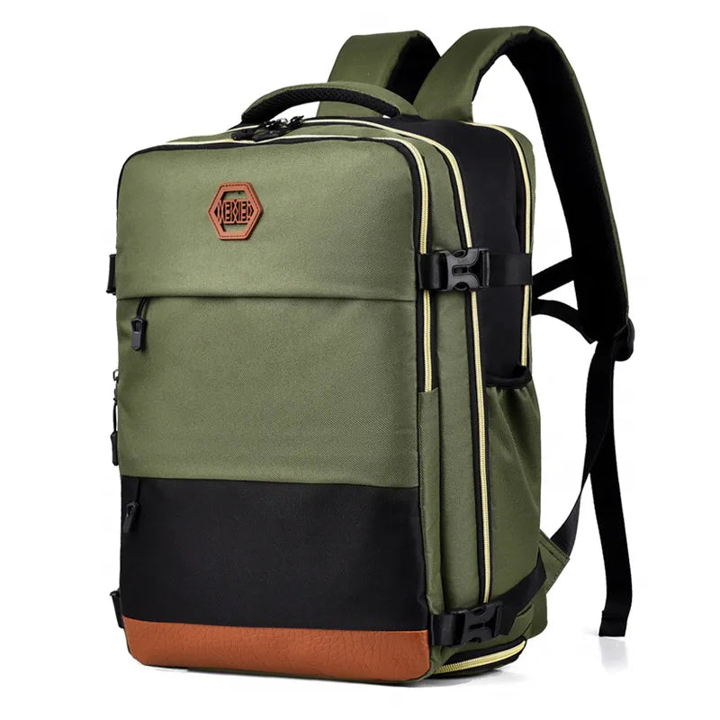 Color Block Multi-Pockets Backpack Bag Matcha Green One Size Easy Apparels