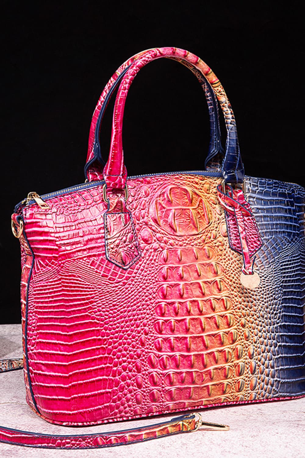 Gradient PU Leather Handbag Pink Blue One Size Easy Apparels