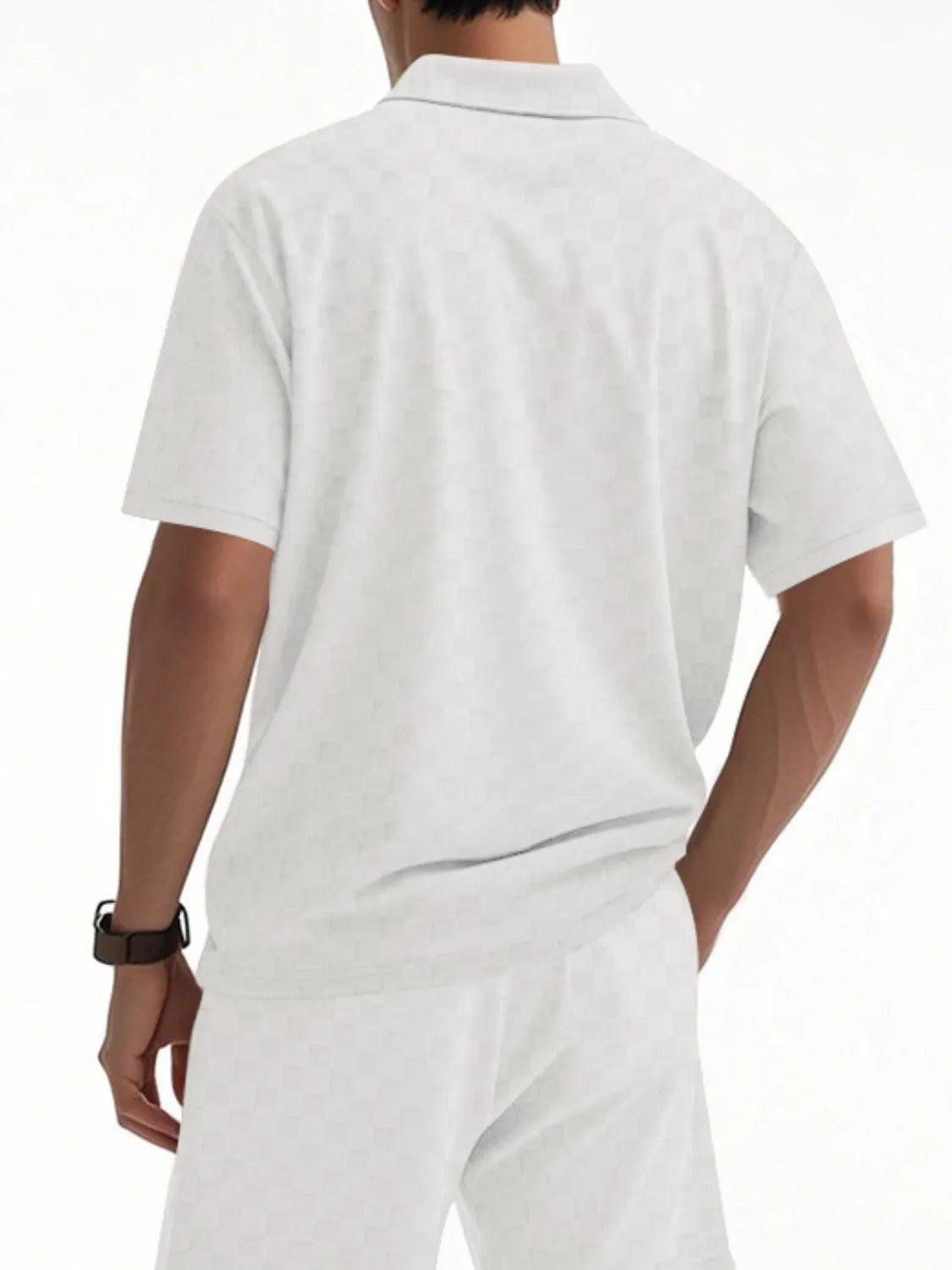 Men's Full Size Quarter Zip Short Sleeve Top and Shorts Set Plus Size Easy Apparels