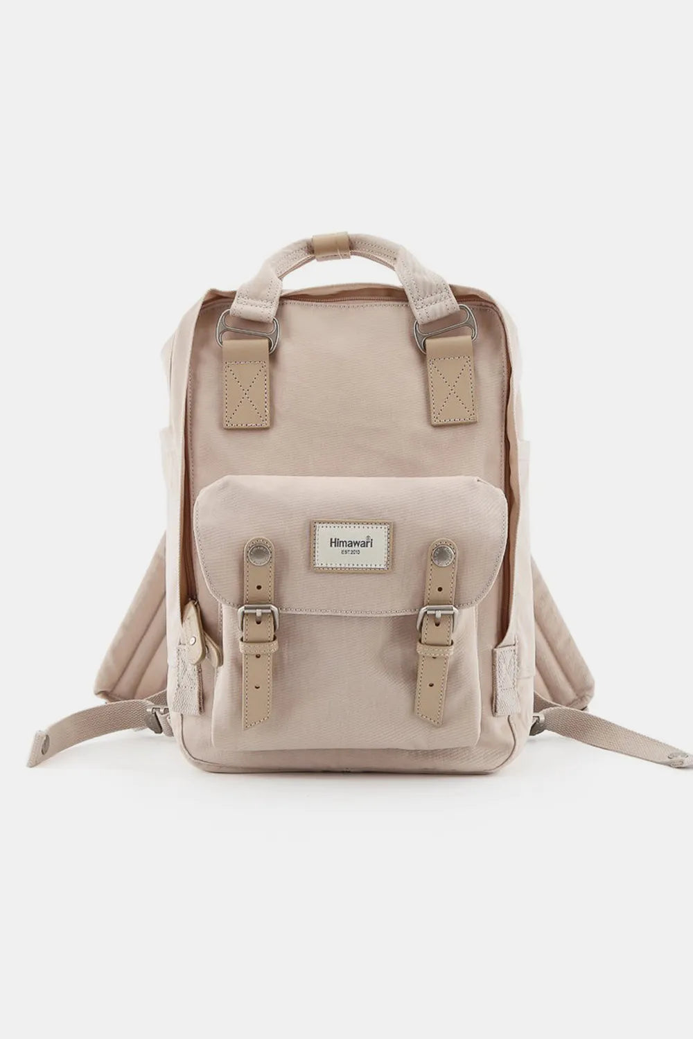 Himawari Contrast Waterproof Nylon Backpack Bag Beige One Size Easy Apparels