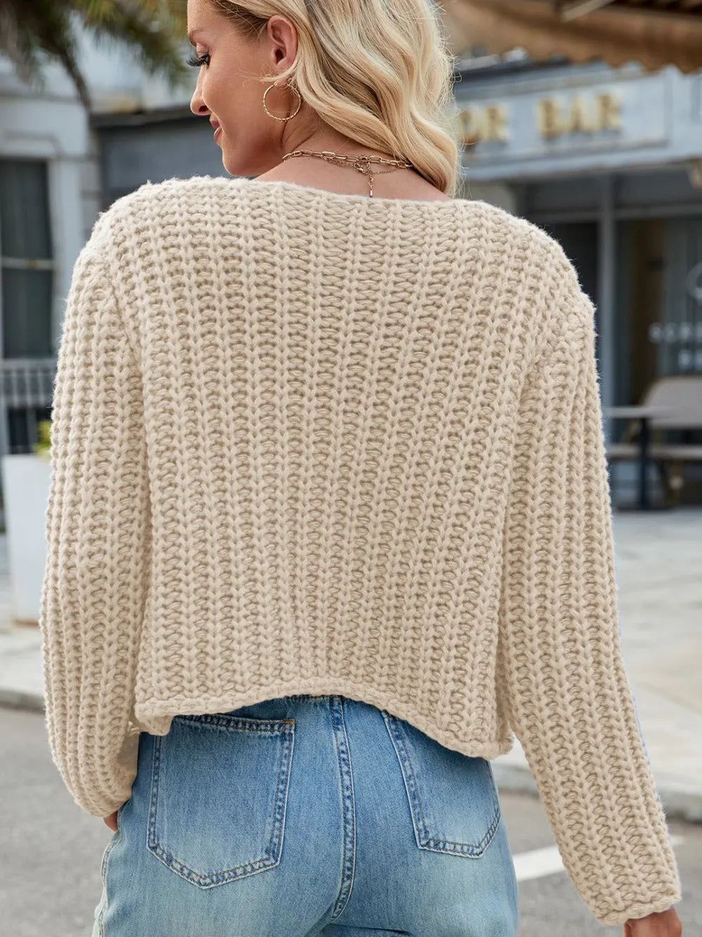 Round Neck Button Up Cardigan with Pockets Easy Apparels