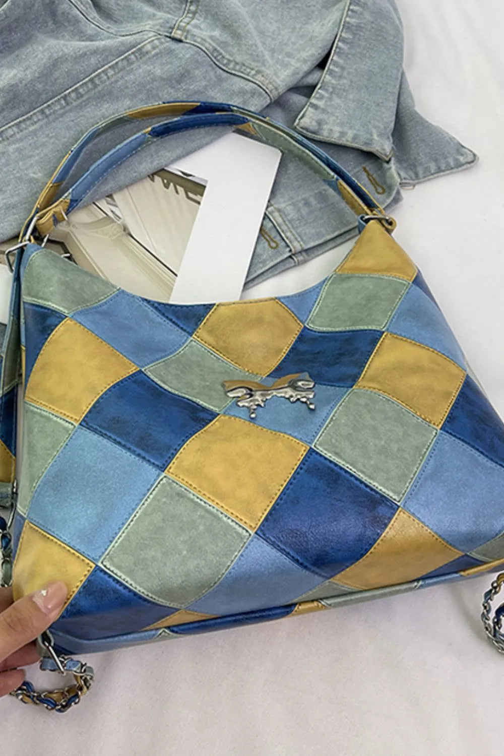 PU Leather Color Block Shoulder Bag Easy Apparels