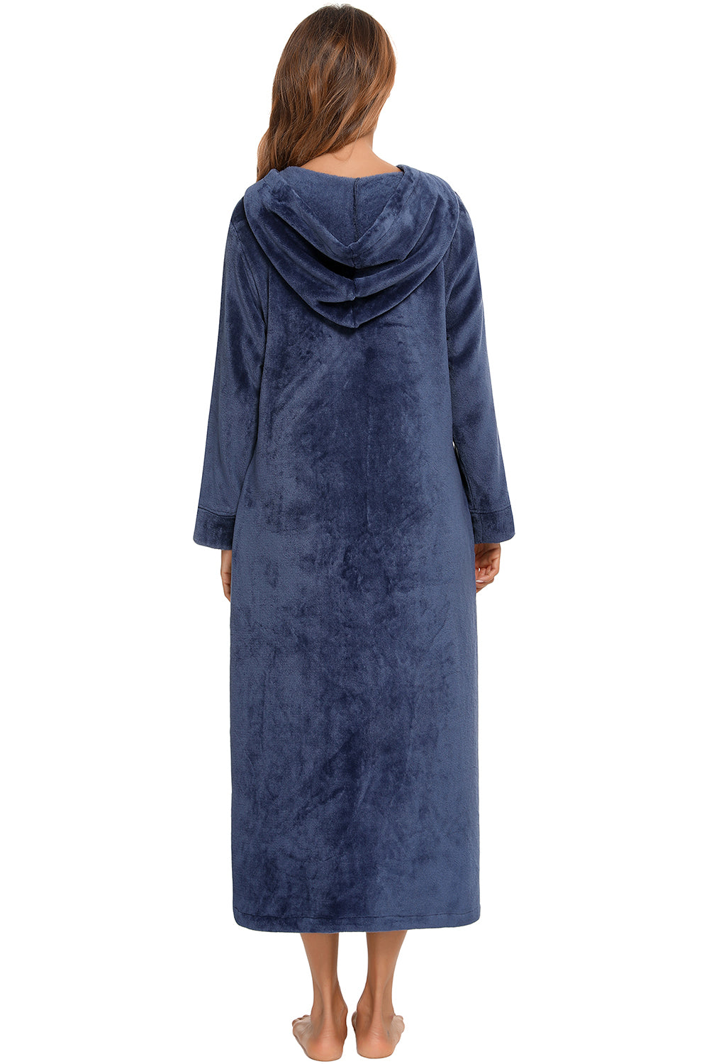 Zip Front Hooded Night Dress with Pockets Easy Apparels