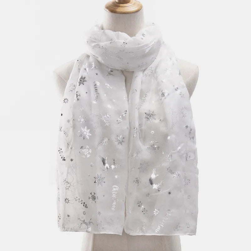 Christmas Element Polyester Scarf White One Size Easy Apparels