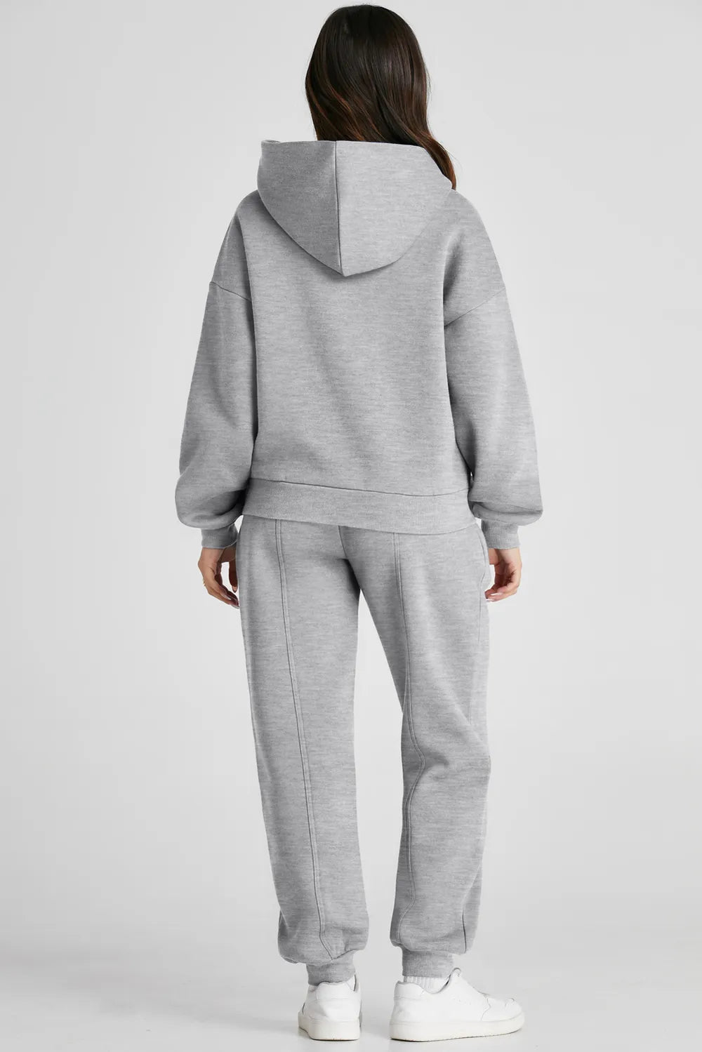 Dropped Shoulder Long Sleeve Hoodie and Pants Active Set Easy Apparels
