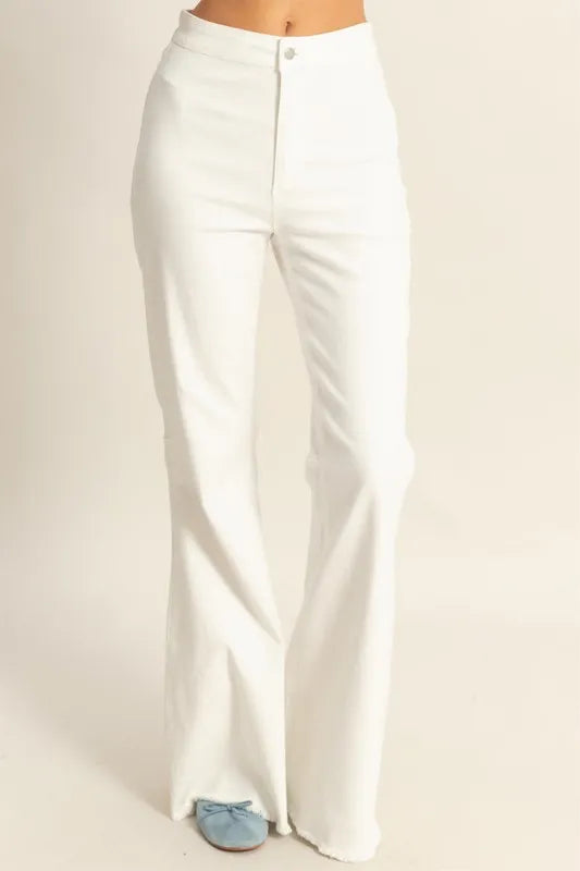 HYFVE Raw Hem High-Waist Washed Flared Jeans Easy Apparels