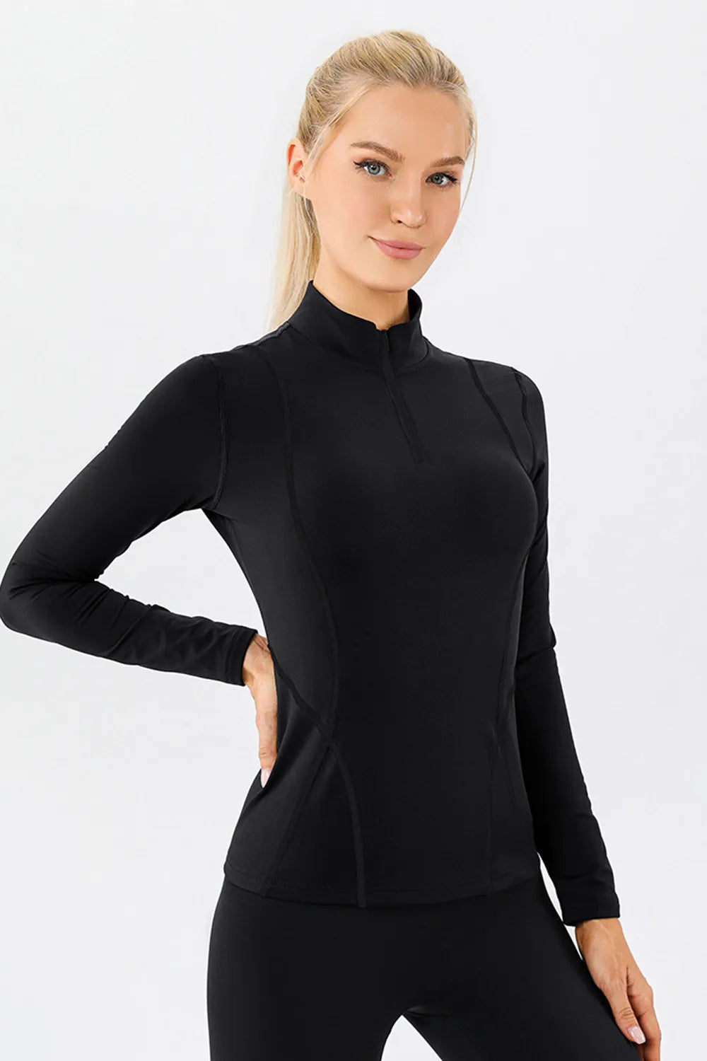 Mock Neck Quarter Zip Active T-Shirt Easy Apparels