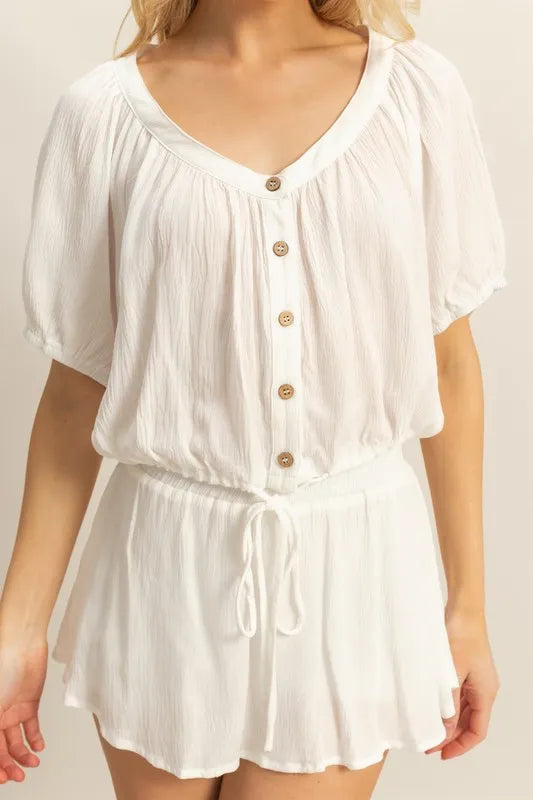HYFVE Drawstring Hem Short Sleeve Top and Skort Set Easy Apparels