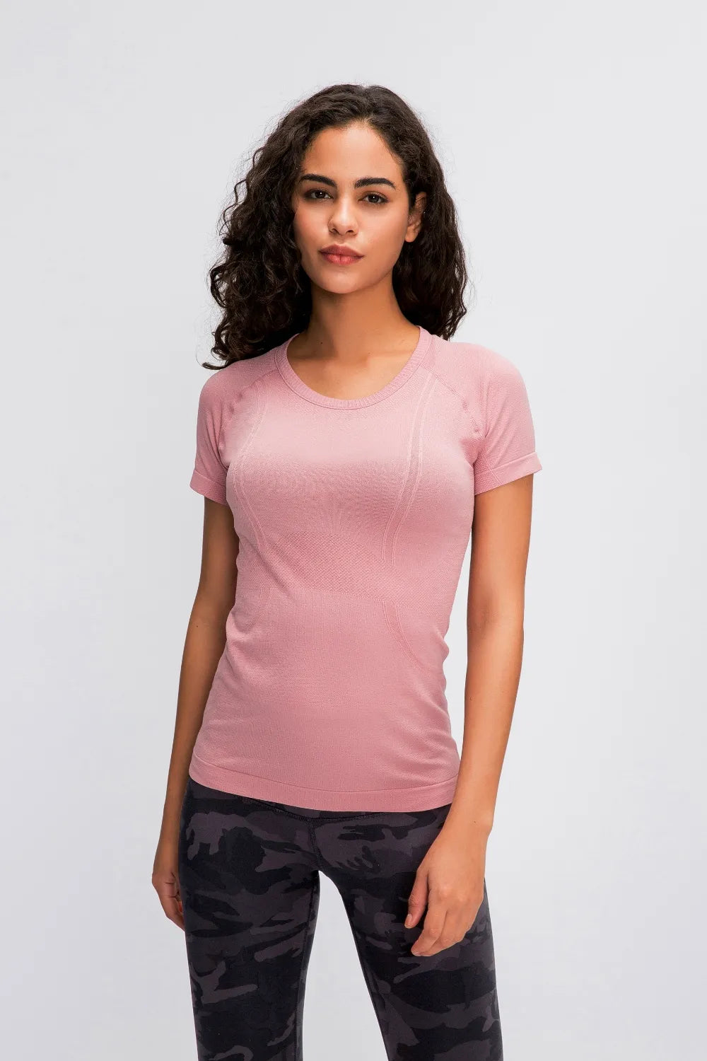 Millennia Round Neck Short Sleeve Active T-Shirt Blush Pink Easy Apparels