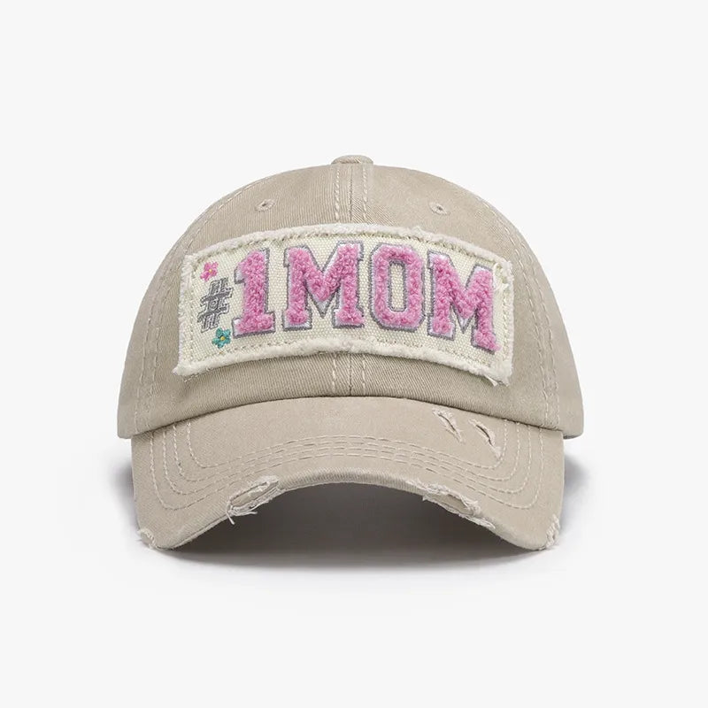 Letter Adjustable Cotton Baseball Cap Khaki One Size Easy Apparels