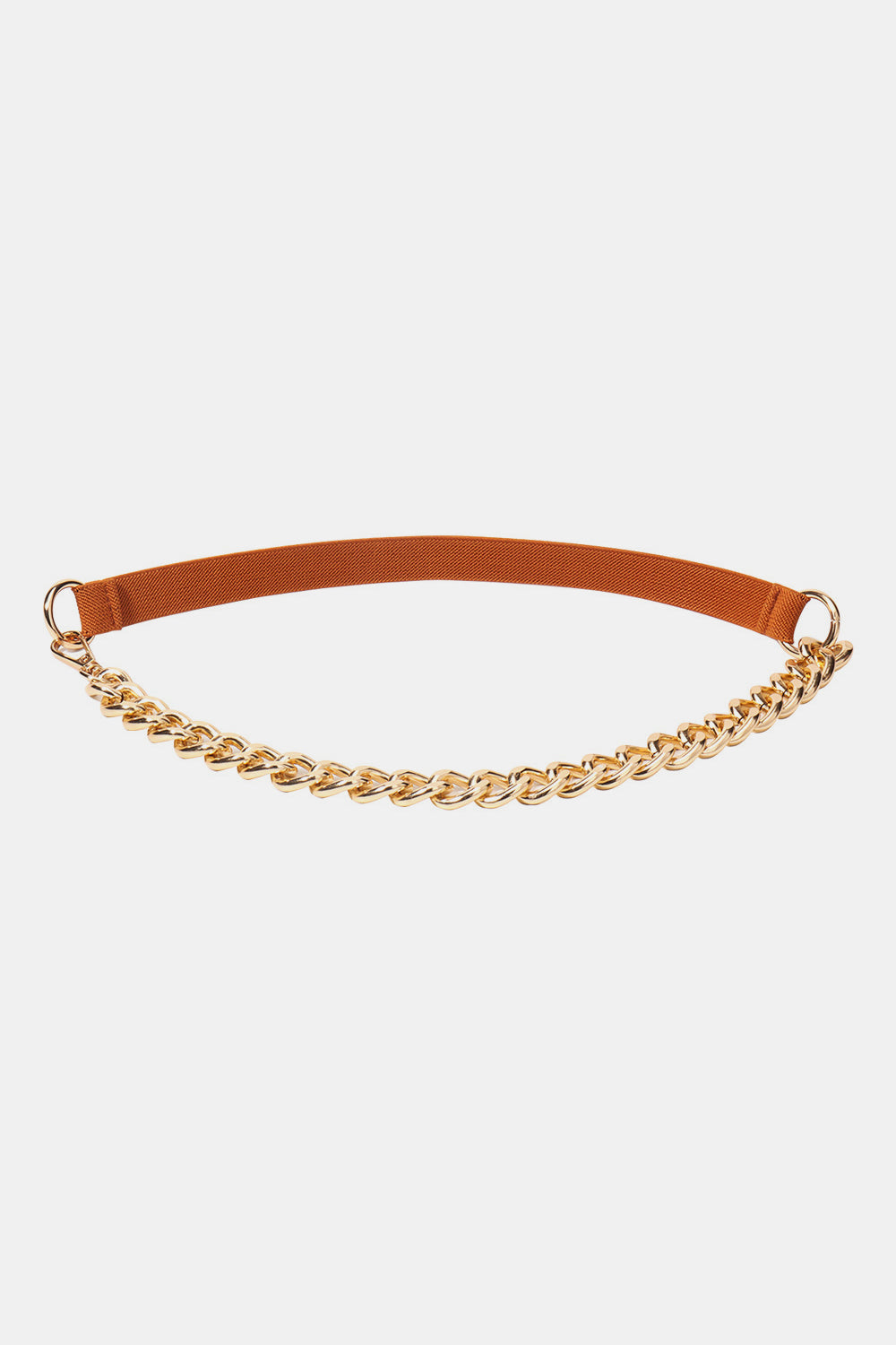 Half Alloy Chain Elastic Belt Brown Gold One Size Easy Apparels