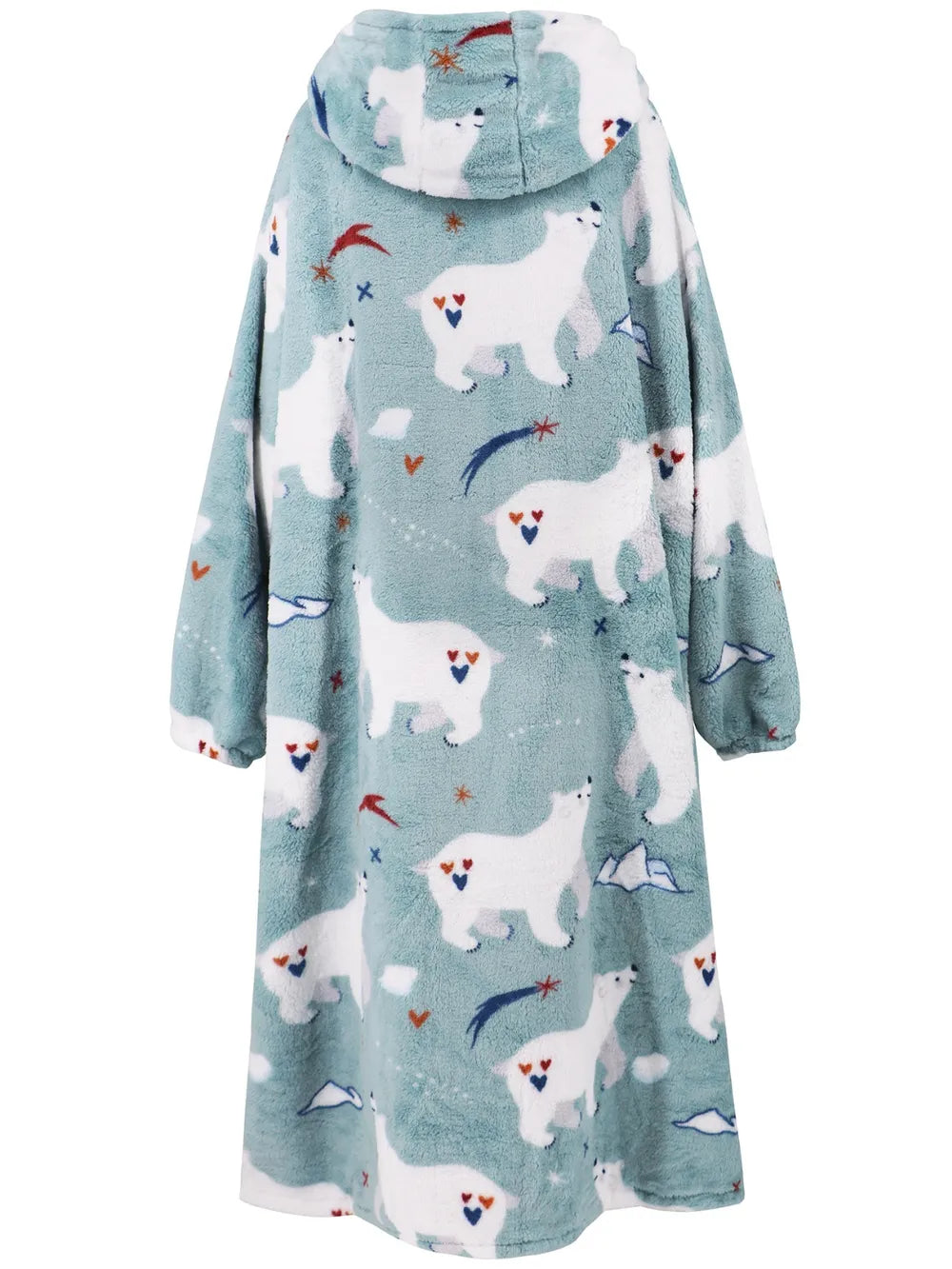 Fuzzy Pocketed Long Sleeve Hooded Lounge Dress Easy Apparels
