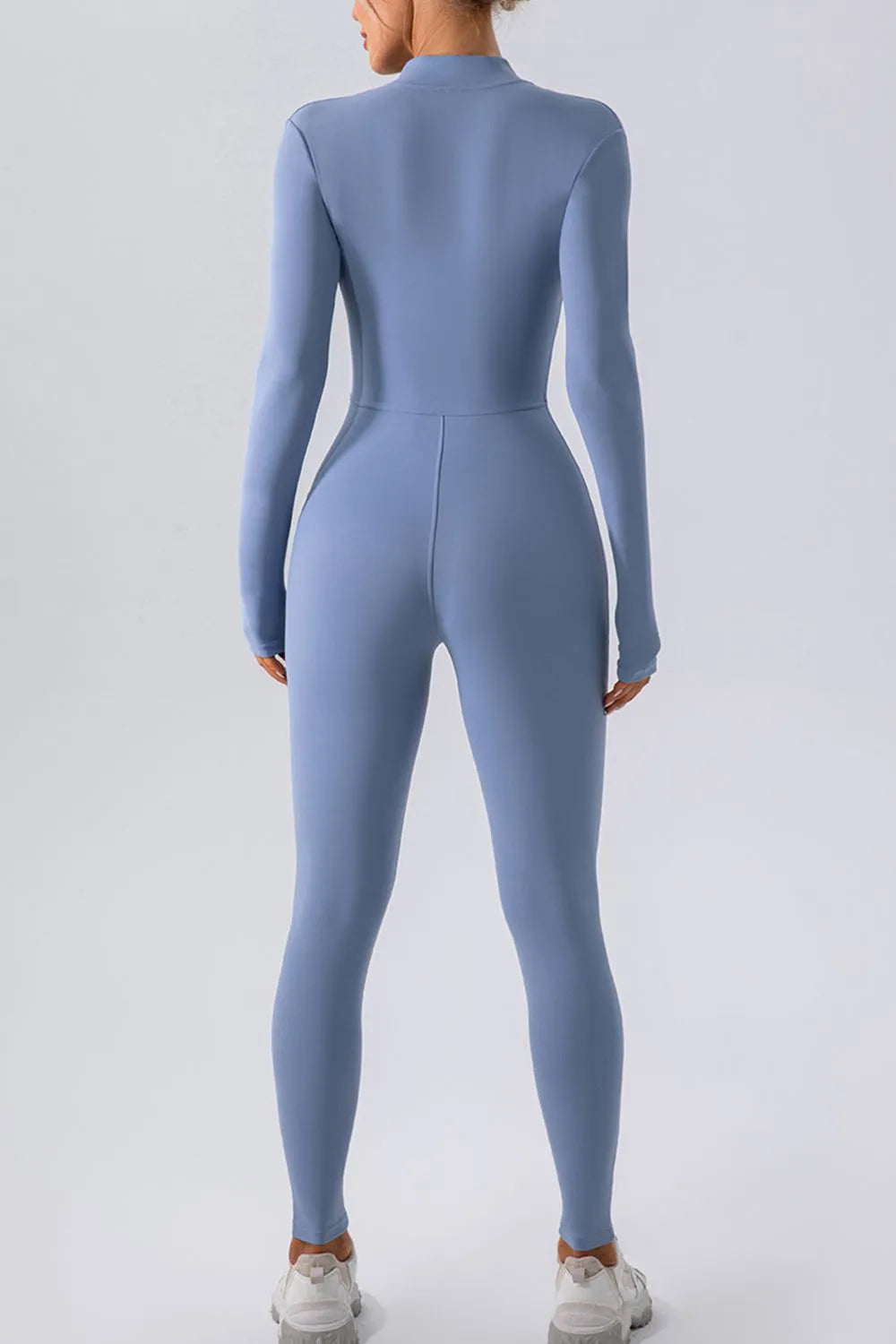 Half Zip Mock Neck Active Jumpsuit Easy Apparels