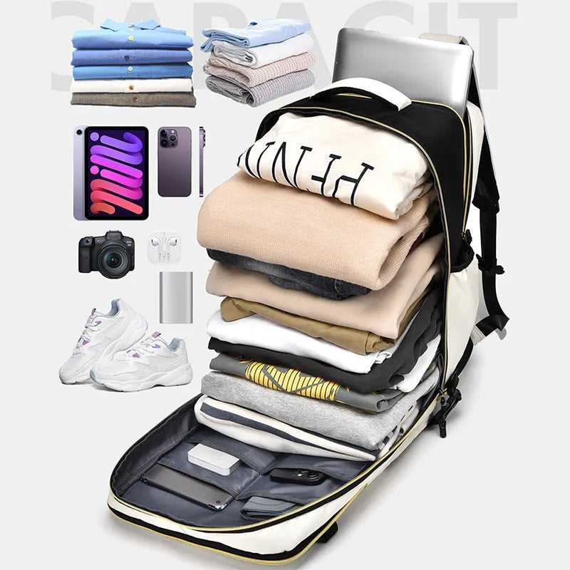Color Block Multi-Pockets Backpack Bag Easy Apparels
