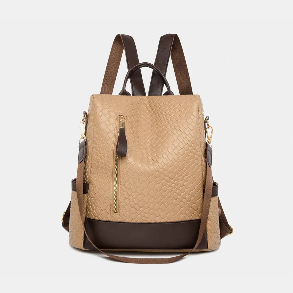 PU Leather Backpack Bag Tan One Size Easy Apparels