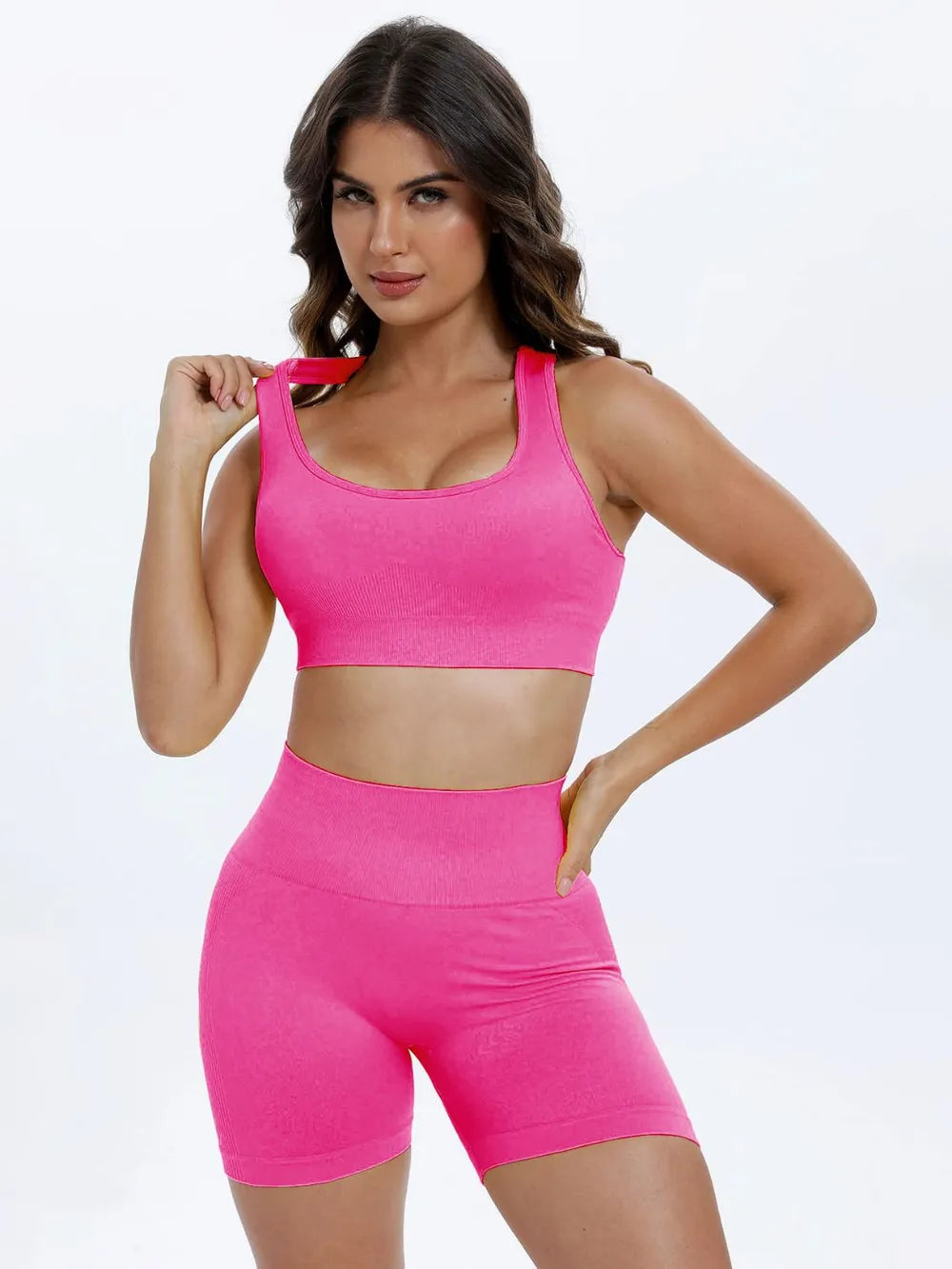 Scoop Neck Wide Strap Top and Shorts Active Set Easy Apparels