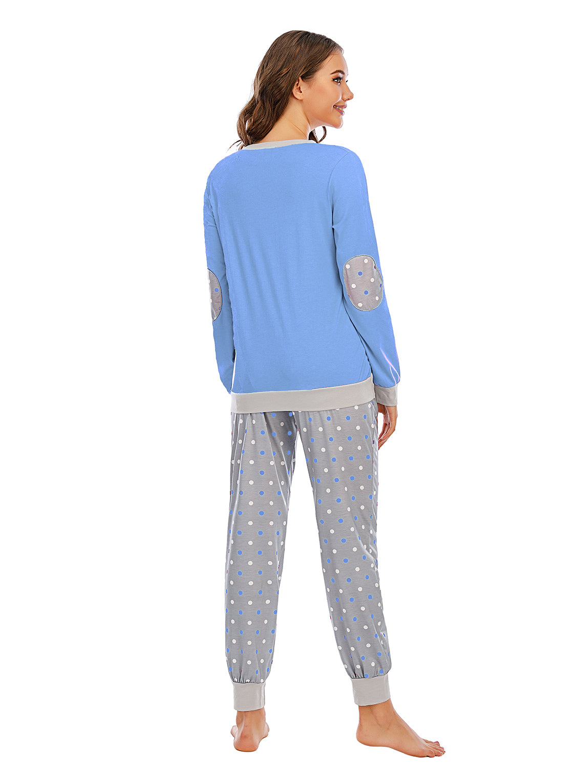 Long Sleeve Top and Polka Dot Pants Set Easy Apparels
