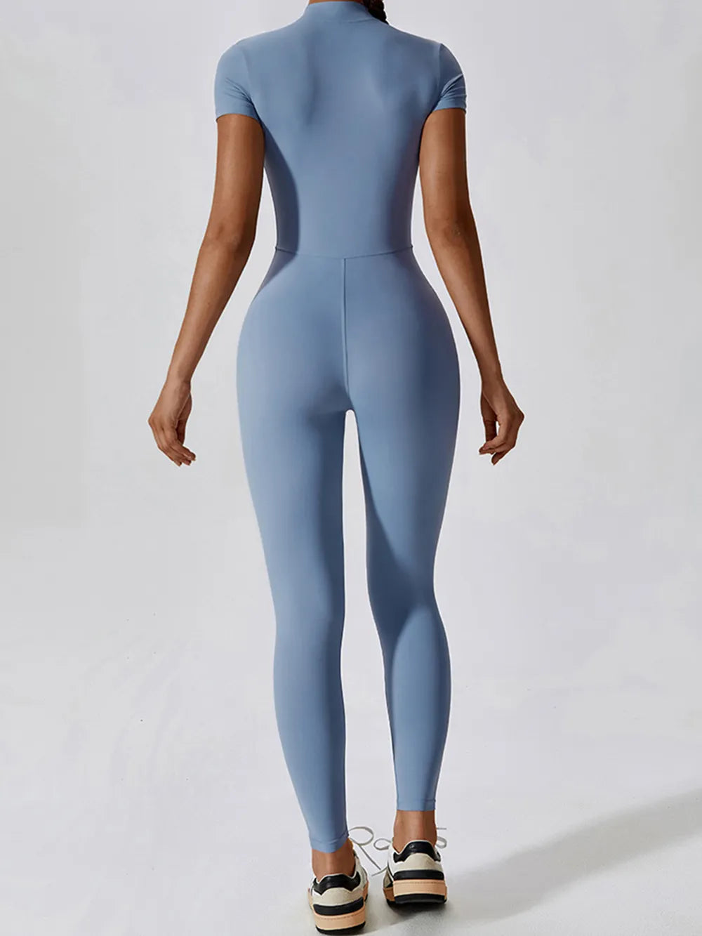 Basic Bae Half Zip Short Sleeve Active Jumpsuit Easy Apparels