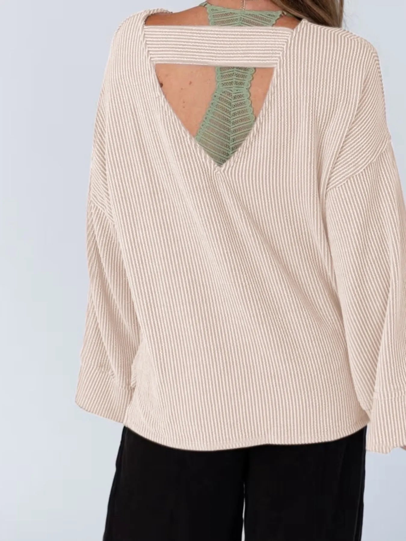Trendsi Cutout Back Long Sleeve T-Shirt