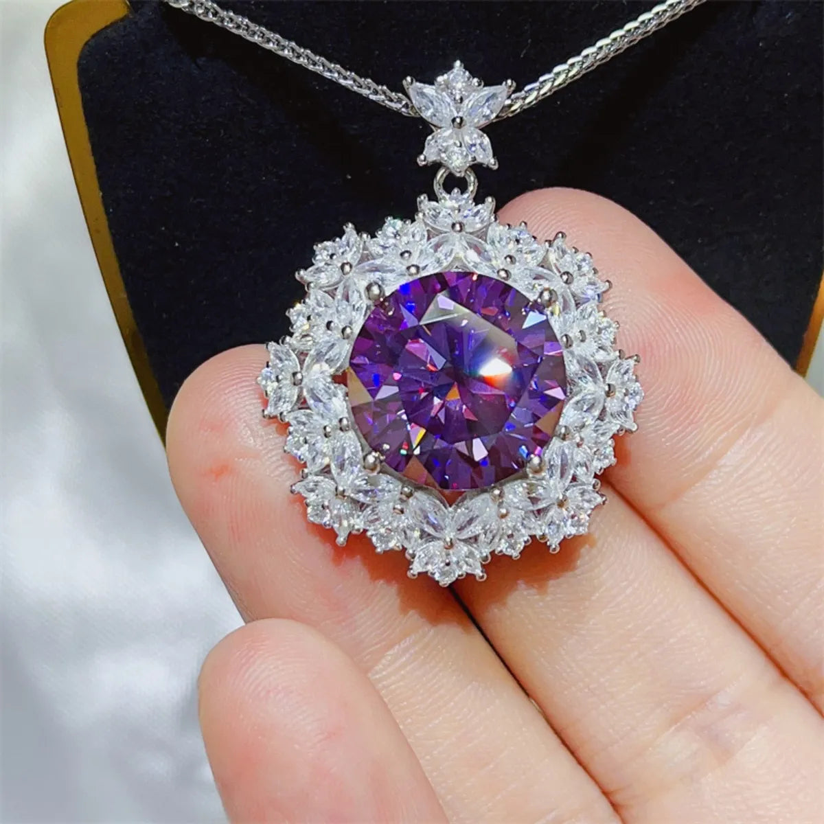 10 Carat Moissanite 925 Sterling Silver Necklace Easy Apparels