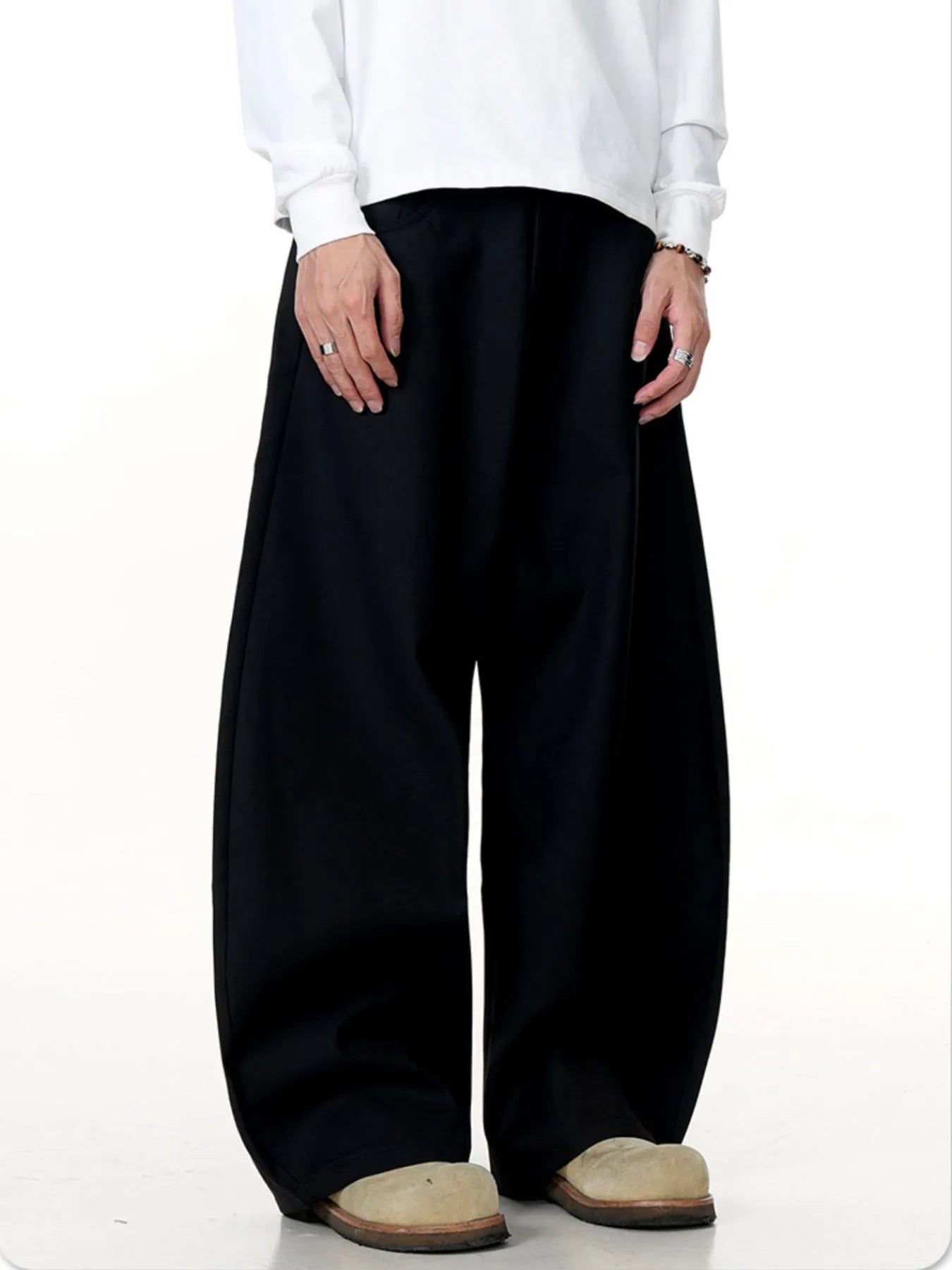 Men's Wide Leg Relaxed Fit Casual Pants Black Easy Apparels