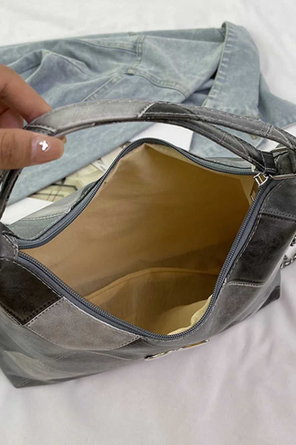 PU Leather Color Block Shoulder Bag Easy Apparels