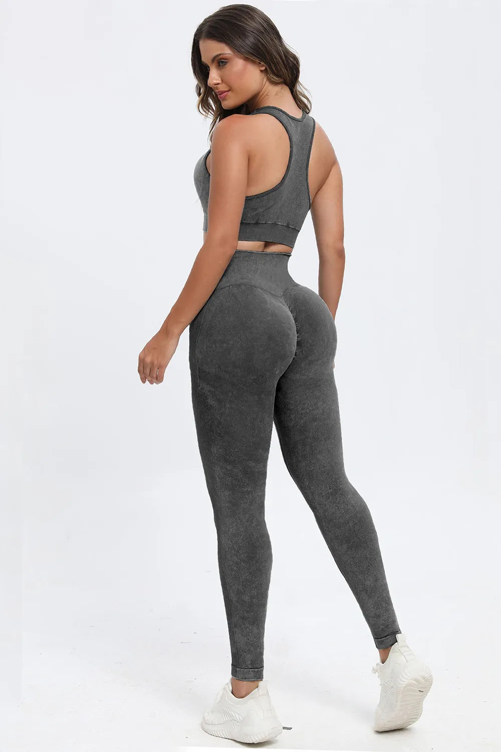 3 Piece Washed Square Neck Wide Strap Active Set Easy Apparels