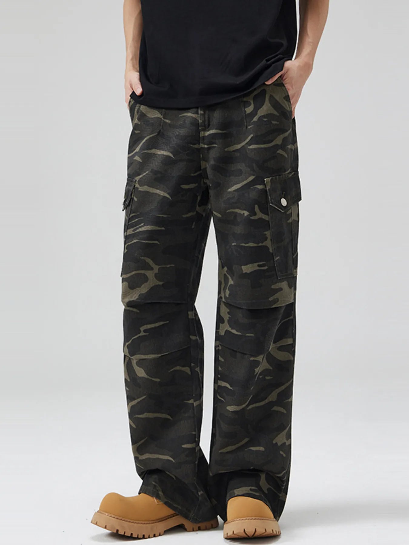 Men's Full Size Camouflage Cargo Pants with Multi-Pocket Plus Size Fan Color Easy Apparels