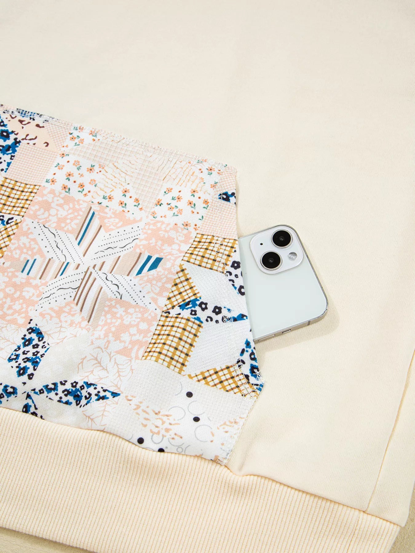 Geo Pattern Patchwork Hoodie with Kangaroo Pocket Easy Apparels