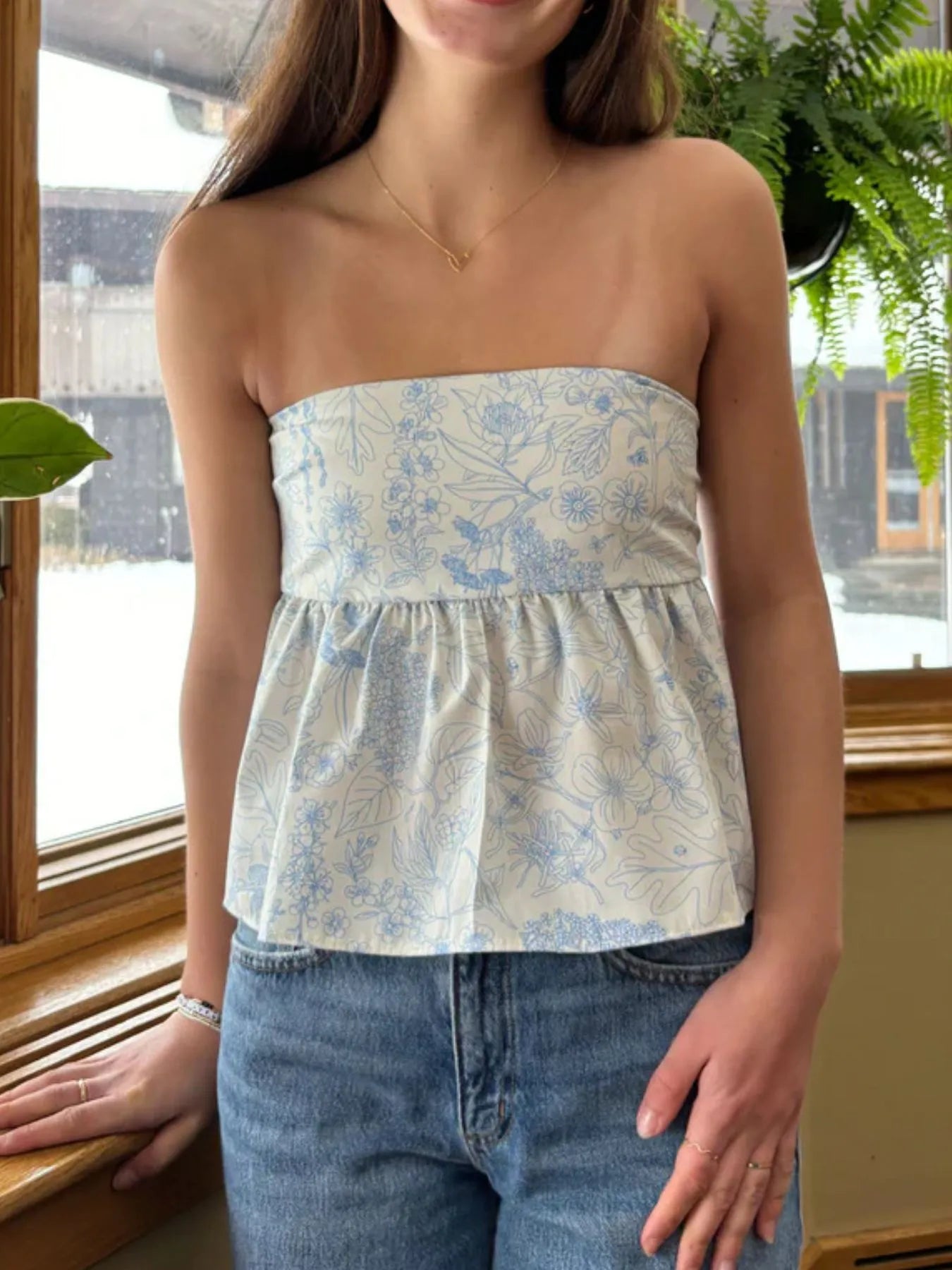 Trendsi Tie Back Tube Top Blue